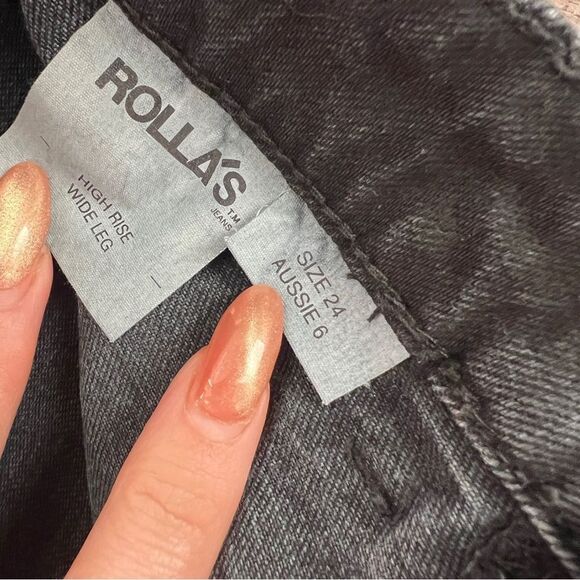 Rolla’s Black High Rise Wide Leg Jeans Women’s Size 24 Aussie 6 G’Day Mate - Picture 11 of 12